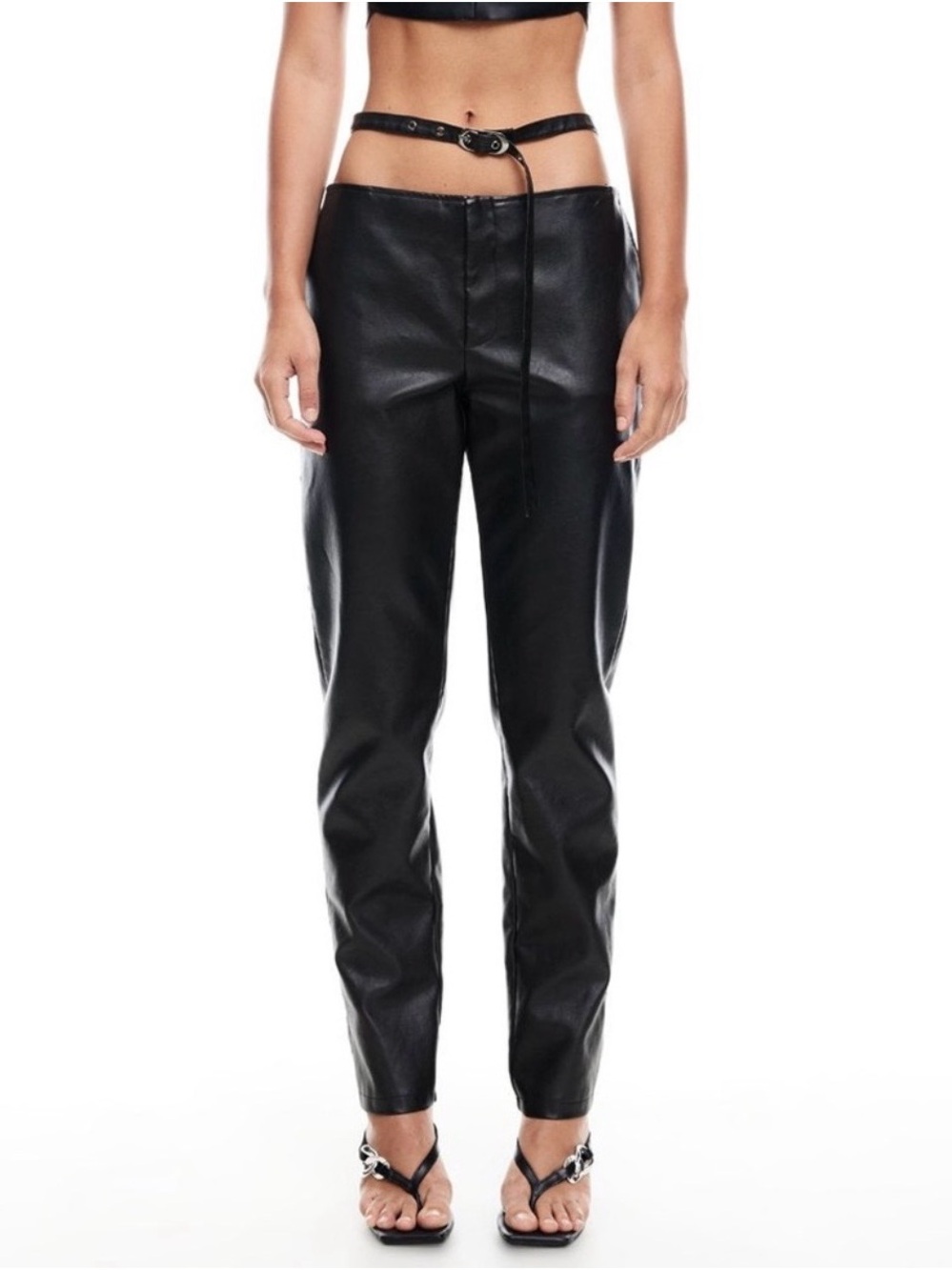 Lioness Practical Magic Black Faux Leather Straight-Leg Pants